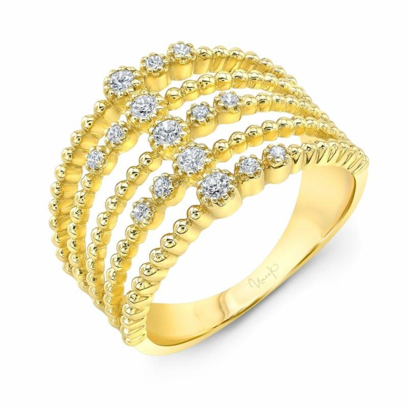 14K 5 Row Diamond Fashion Band Jewelry