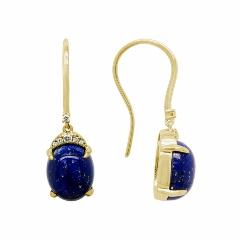 14K Cabochon Lapis Drop Earrings Earrings