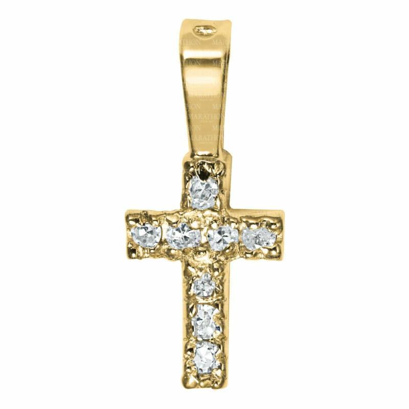 14K Children’s Diamond Cross Pendant Necklace, 15″ Children's Jewelry