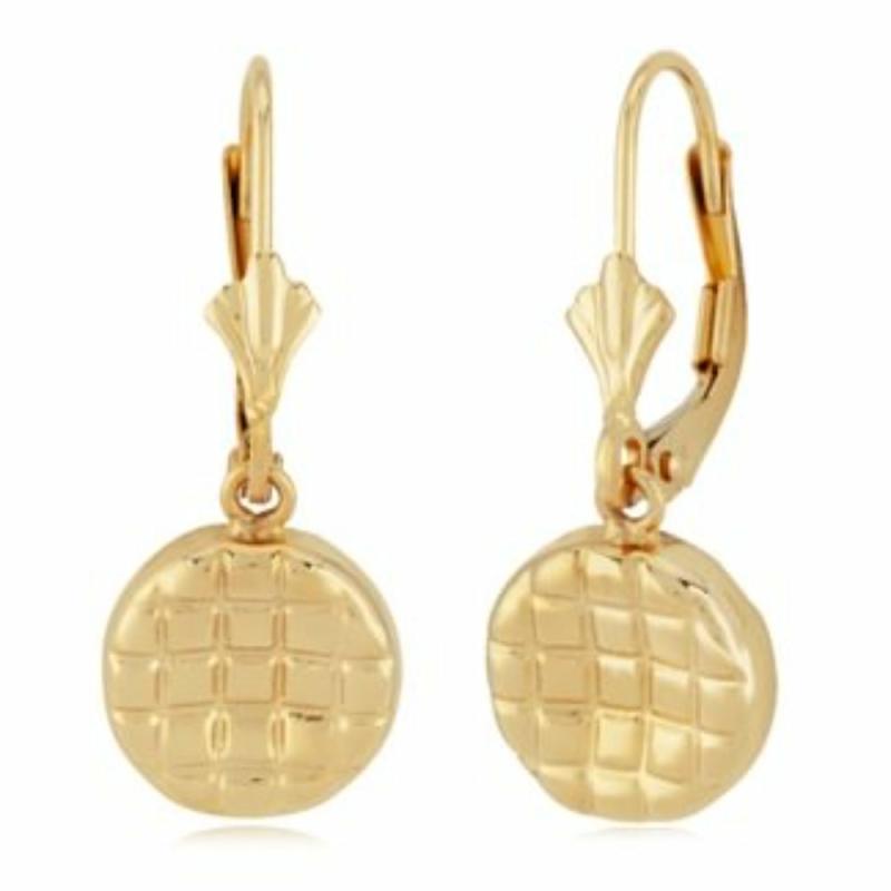 14K Faceted Disc Drop Earrings Earrings