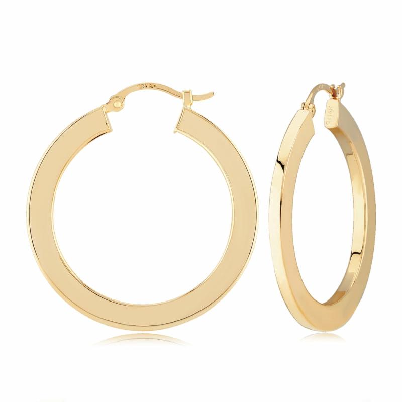 14K Flat Hoop Earrings Earrings