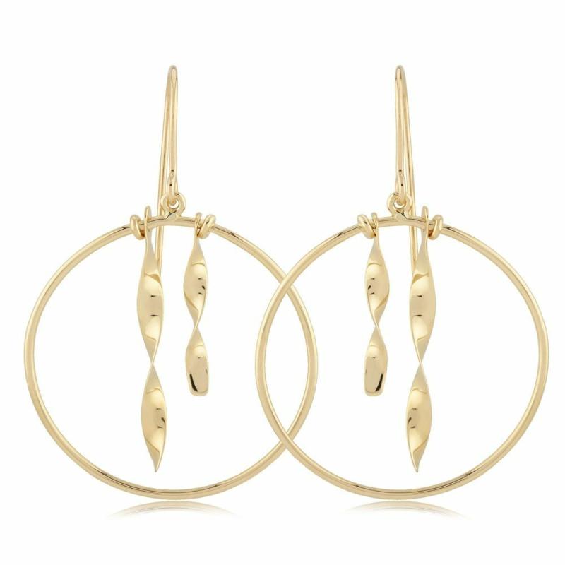 14K Framed Dangle Twist Earrings Earrings