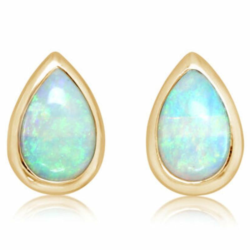 14K Gold Australian Opal Stud Earrings Earrings