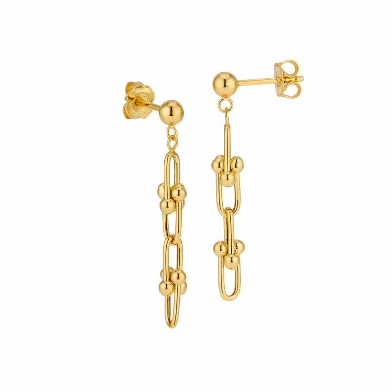 14K Gold Designer U-Link Earrings Earrings