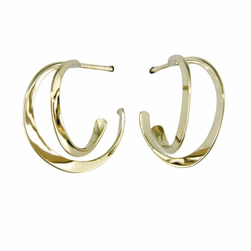 14K Gold Double Hoop Earrings Earrings