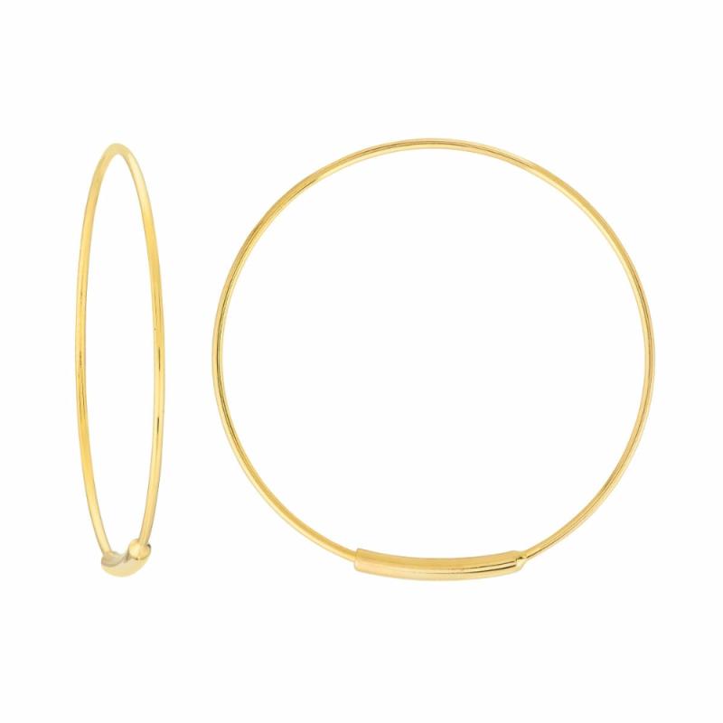 14K Gold Endless Wire Hoop Earrings Earrings