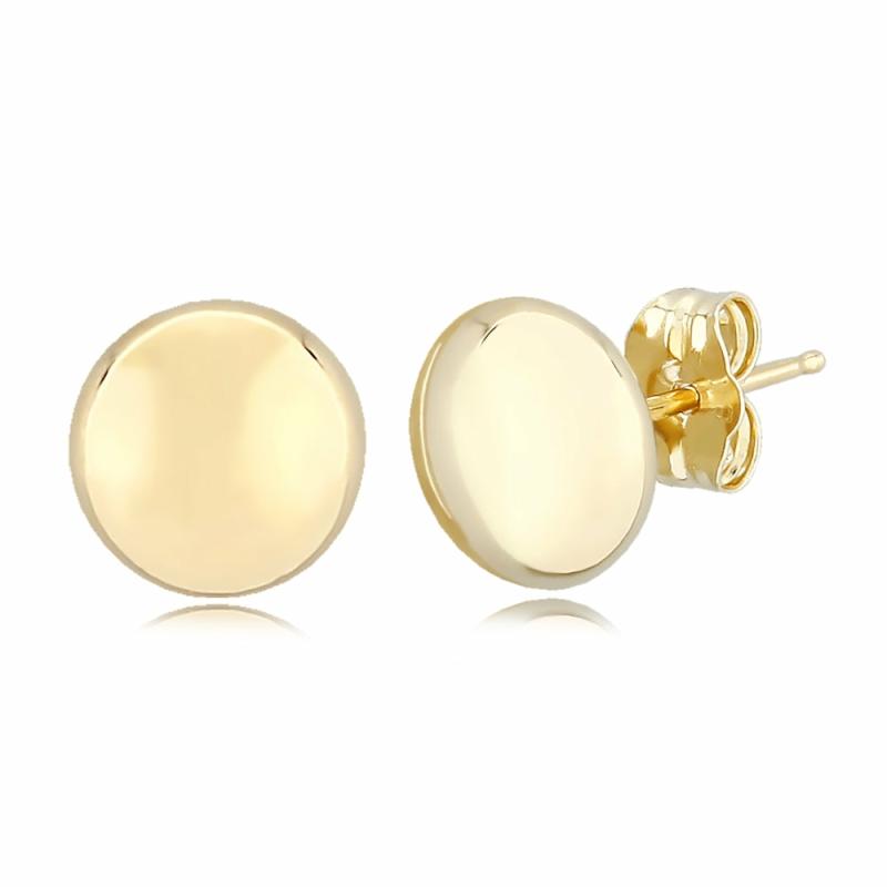 14K Gold Flat Button Stud Earrings Earrings