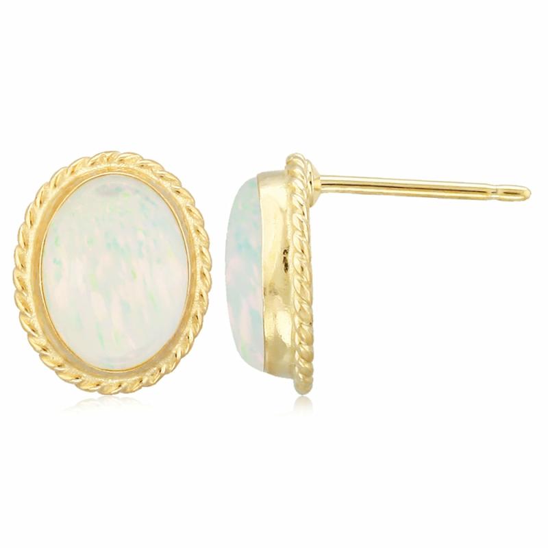 14K Gold Opal Stud Earrings Earrings