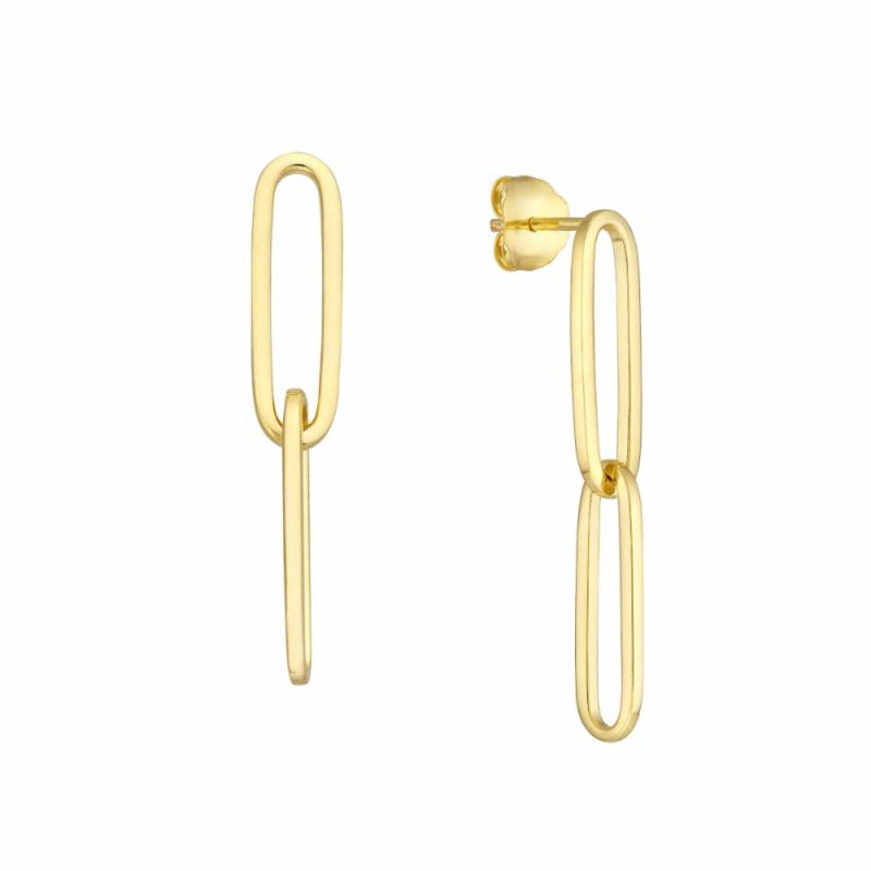 14K Gold Paper Clip Dangle Earrings Earrings