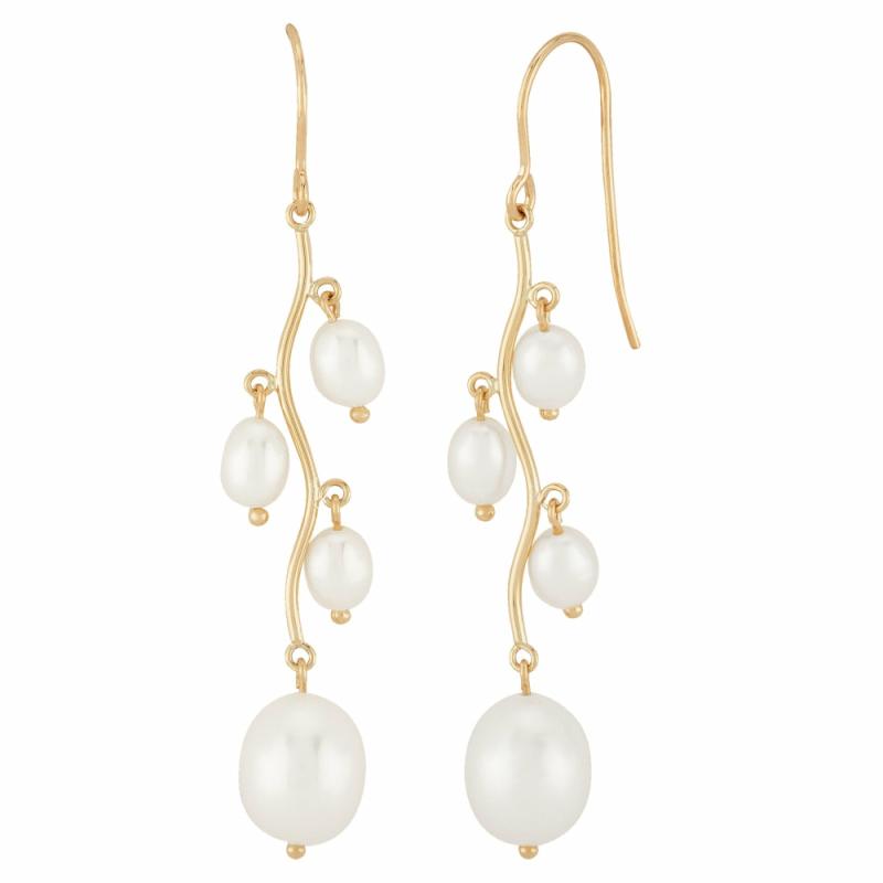 14K Gold Pearl Drop Earrings Earrings