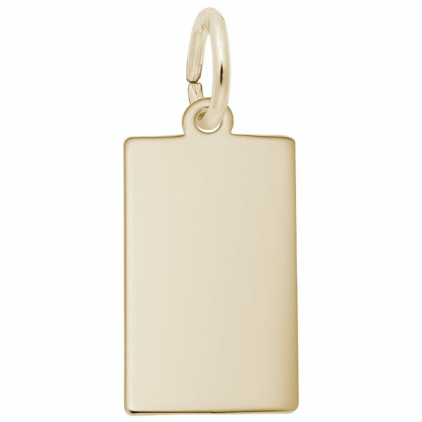 14K Gold Rectangle Dog Tag Charm Charms & Pendants