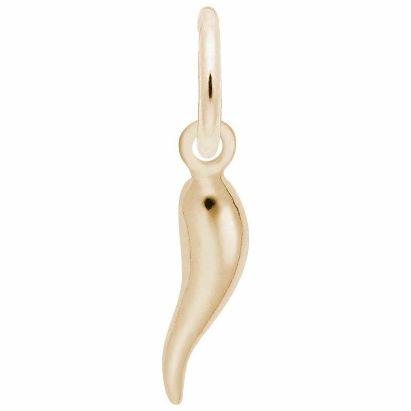 14K Gold Small Italian Horn Charm Charms & Pendants