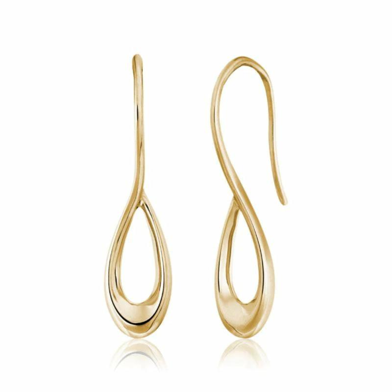 14K Gold Small Pear Cypress Drop Earrings Earrings