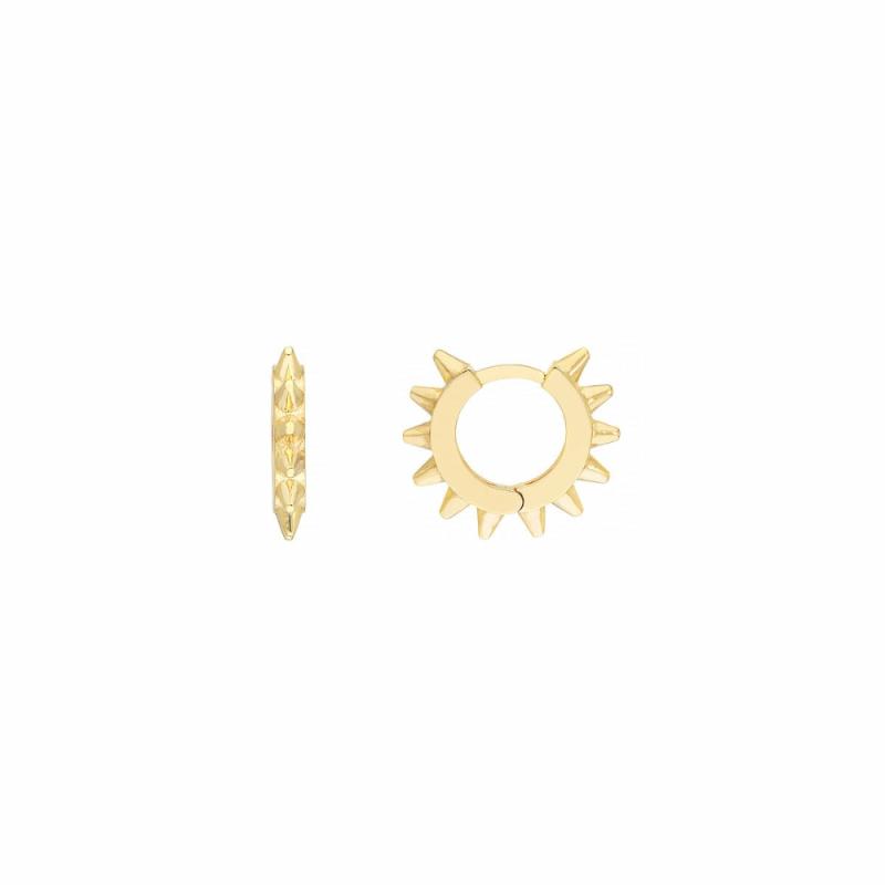 14K Gold Spike Hoop Earrings Earrings