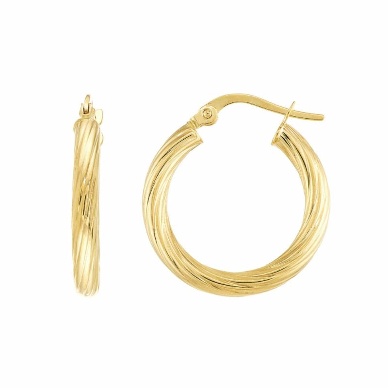 14K Gold Spiral Hoop Earrings Earrings