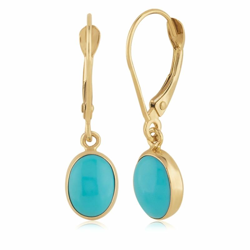 14K Gold Turquoise Drop Earrings Earrings