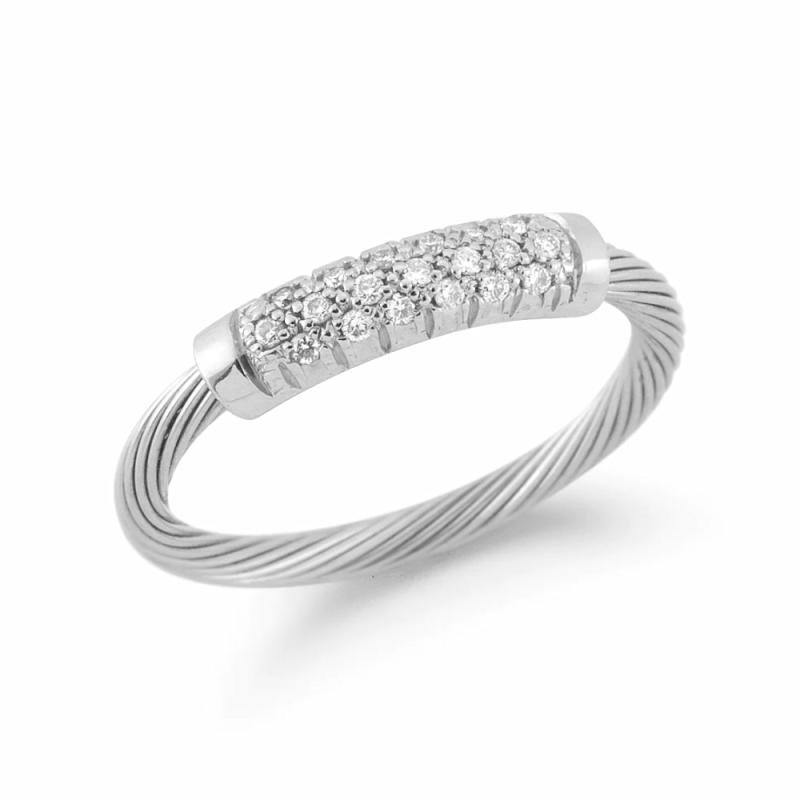 14K Gold Wire Id Ring With Pave Diamonds Jewelry