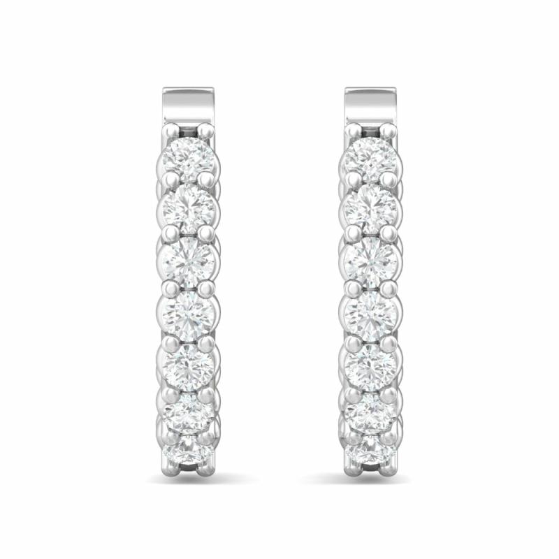 14K Inside/Outside Diamond Hoop Earrings Earrings