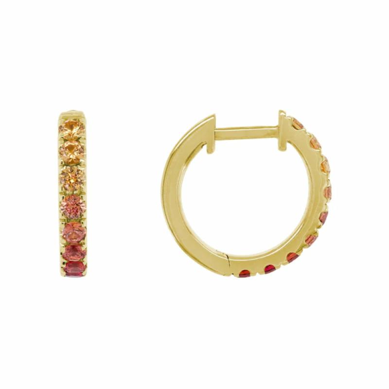 14K Multi-Colored Sapphire Hoop Earrings Earrings