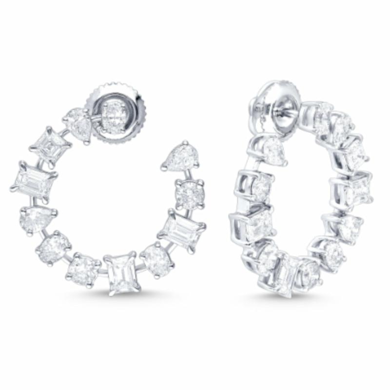 14K Multi-Shape Diamond Hoop Earrings Earrings