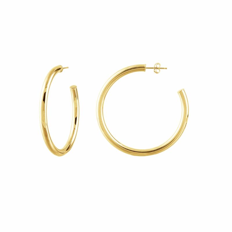 14K Polished Hoop Post Earrings Earrings