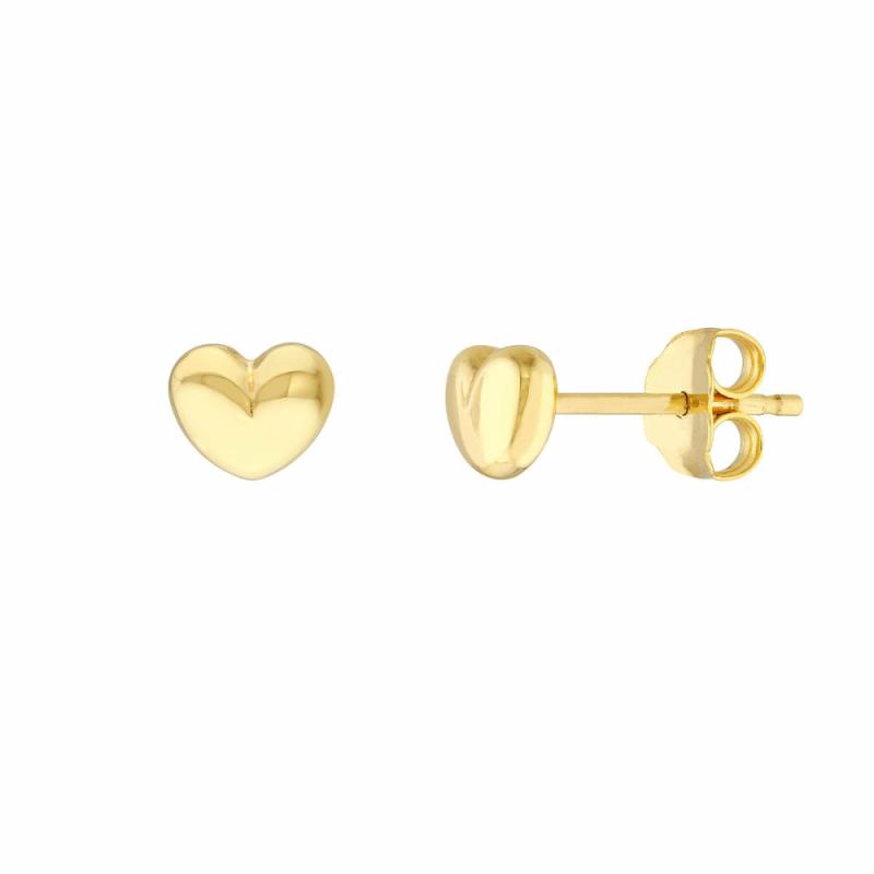 14K Puffy Heart Stud Earrings Earrings