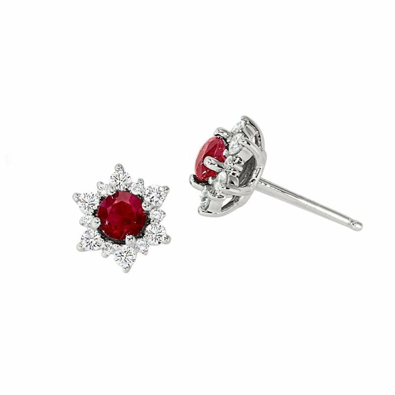 14K Ruby Snowflake Stud Earrings Earrings