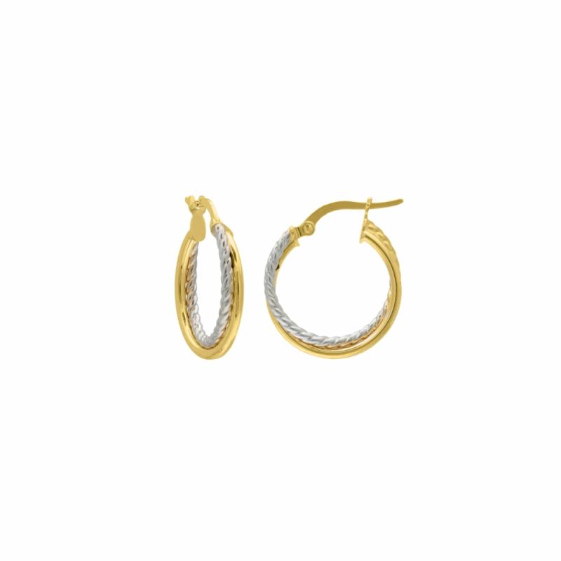 14K Two-Tone Twisted Hoop Earrings Earrings