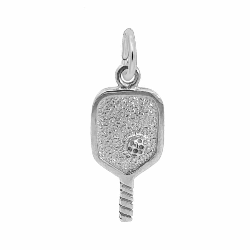 14K White Gold Pickleball Paddle Charm Charms & Pendants