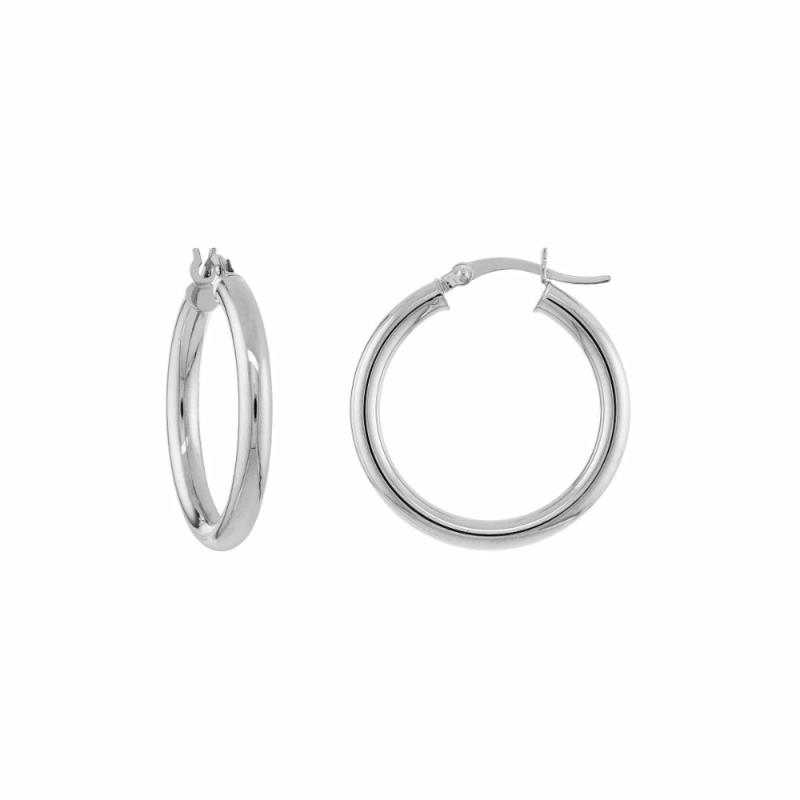 14K White Gold Polished Hoop Earrings Earrings