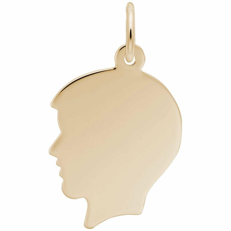 14K Yellow Flat Boy’s Head Charm Charms & Pendants