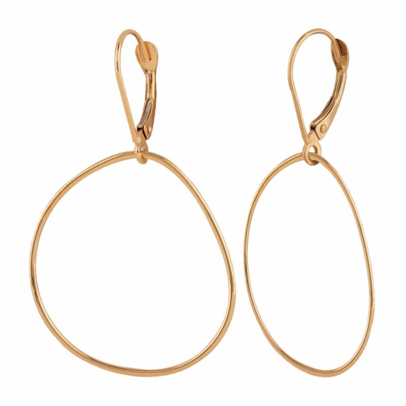 14K Yellow Gold Abstract Circle Drop Earrings Earrings