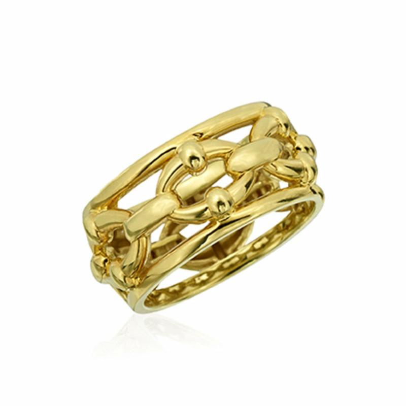 14K Yellow Gold Anchor Link Ring Jewelry