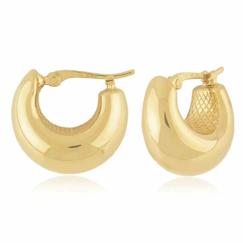 14K Yellow Gold Extra-Small Puff Bottom Hoop Earrings Earrings