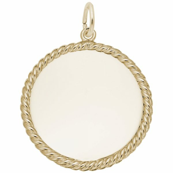 14K Yellow Gold Medium Rope Disc Charm Charms & Pendants