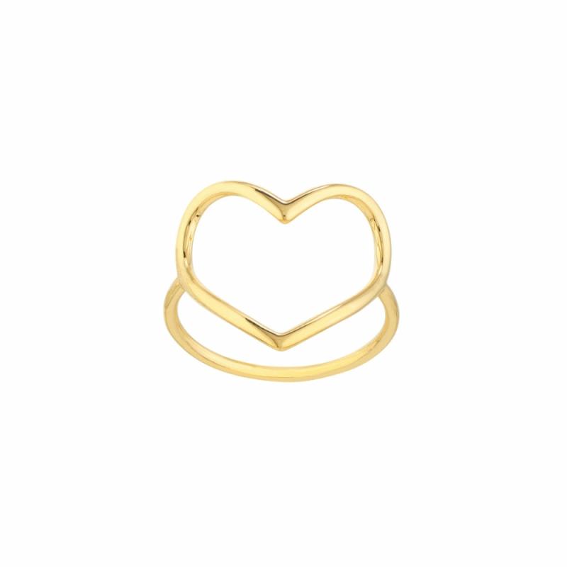 14K Yellow Gold Open Heart Ring Jewelry