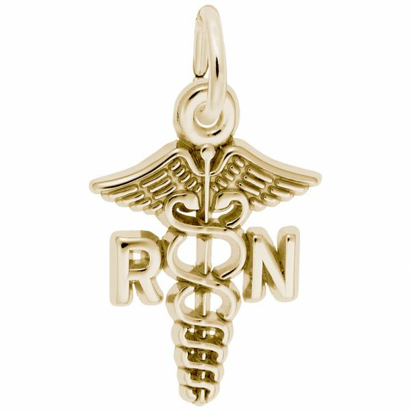 14K Yellow Gold Rn Caduceus Charm Charms & Pendants