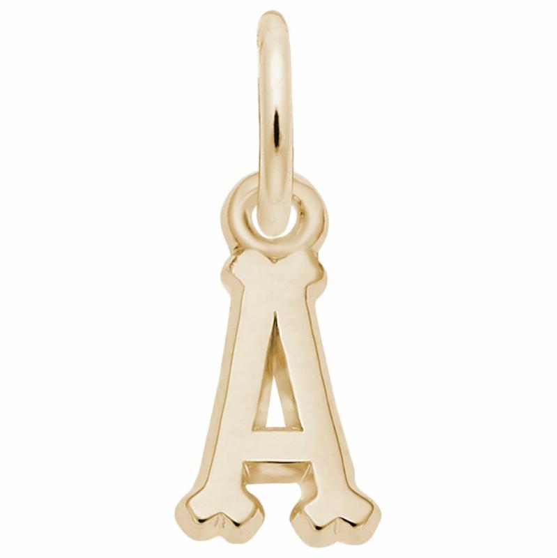 14K Yellow Small Serif Initial A Charm Charms & Pendants