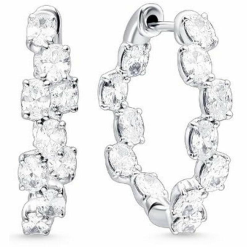 14K Zig Zag Diamond Hoop Earrings Earrings