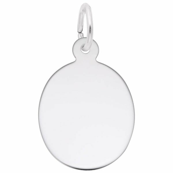 14W White Gold Oval Disc Charm Charms & Pendants