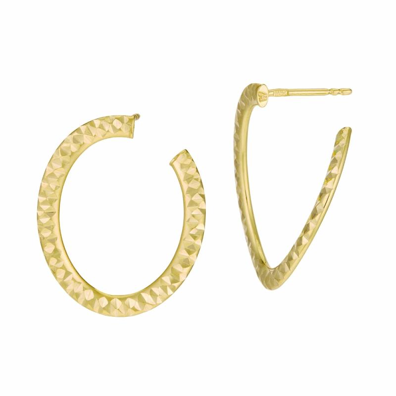 14Y Gold Diamond-Cut Wrap Hoop Earrings Earrings