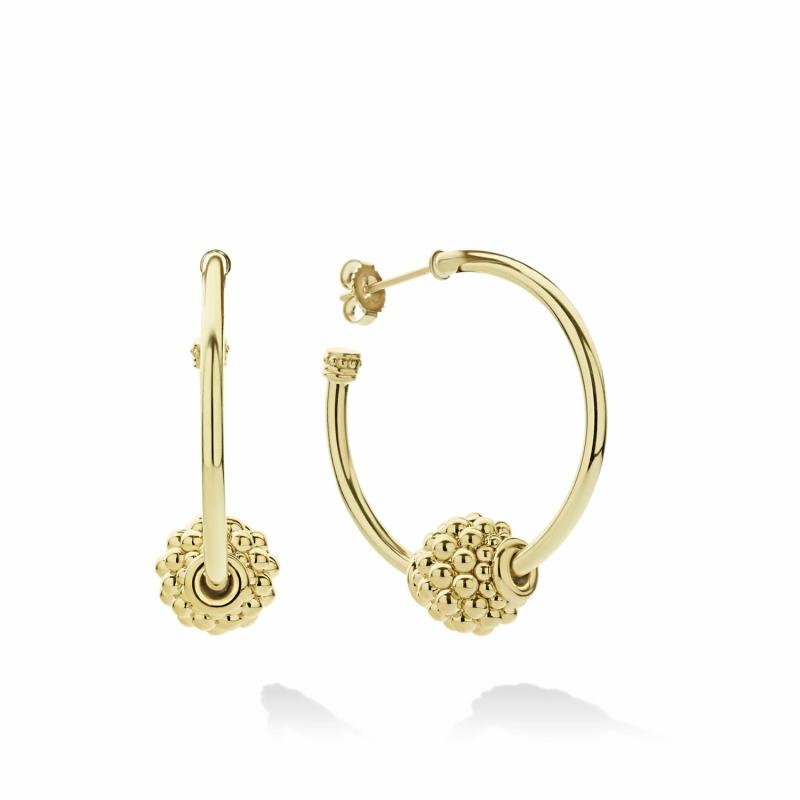 18K Caviar Gold Small Ball Hoop Earrings Earrings