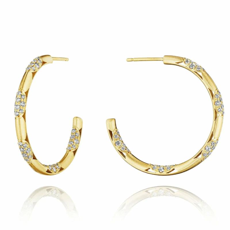 18K Crescent Eclipse Large Satin Hoop, 34Mm Earrings