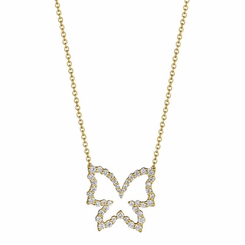 18K Diamond Butterfly Pendant Jewelry