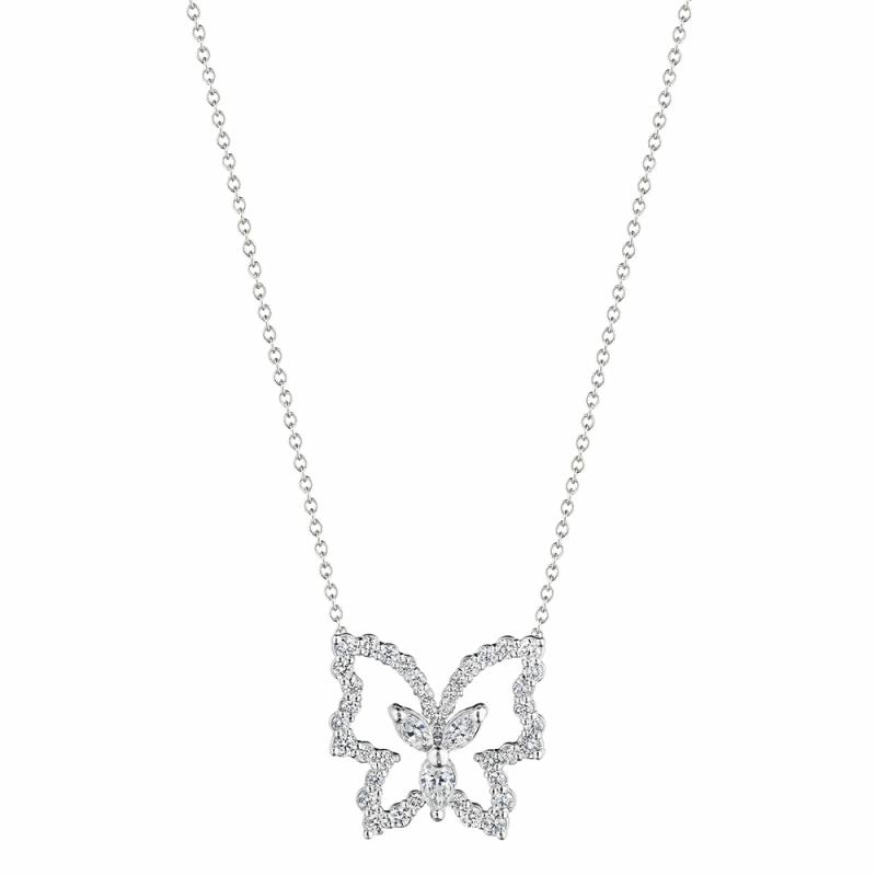 18K Diamond Butterfly Pendant Jewelry