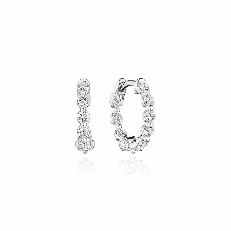 18K Diamond Hoop Earrings, 16Mm Earrings