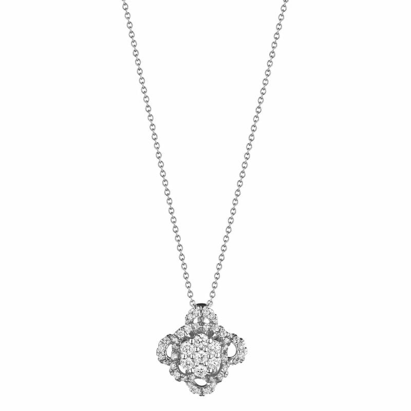 18K Floret Cluster Diamond Pendant Jewelry