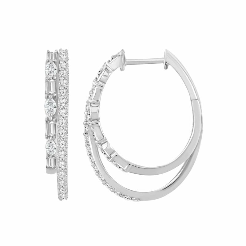 18K Gold Double Row Hoop Earrings Earrings