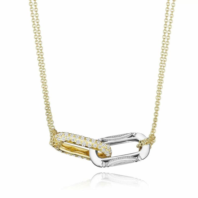 18K Two-Tone Double Link Pendant Jewelry