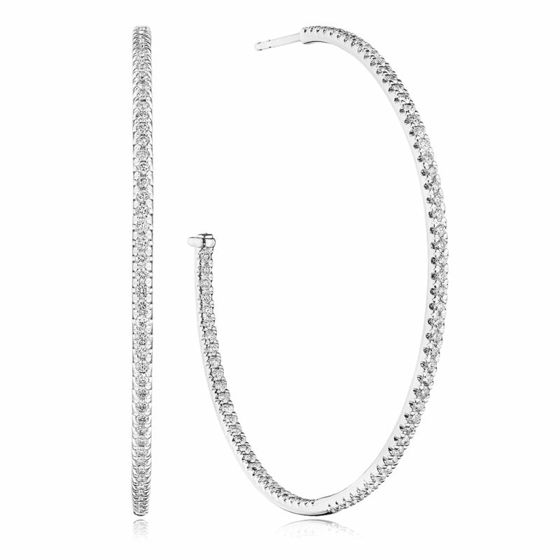 18K “Whimsy” Diamond Hoop Earrings, 50Mm Earrings